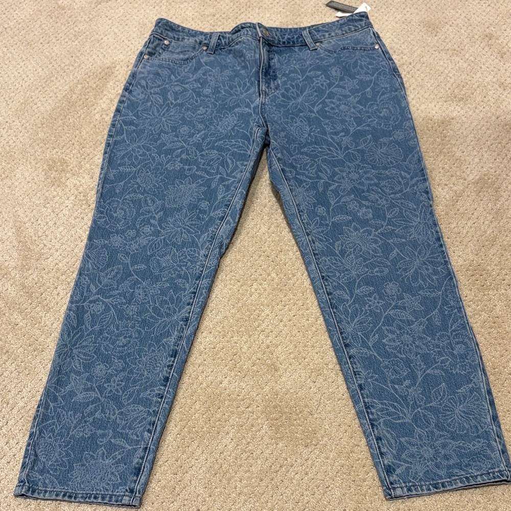 Talbots Blue Floral Straight Leg Jeans
